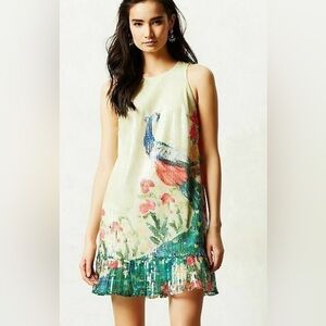 Leifsdottir Anthropologie Sequin Shimmer Peacock Dress -Size 0